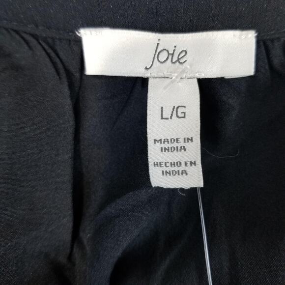Joie Dress Womens Large Black Balloon Sleeve Caviar Polyester Button Front NWT - Picture 6 of 13